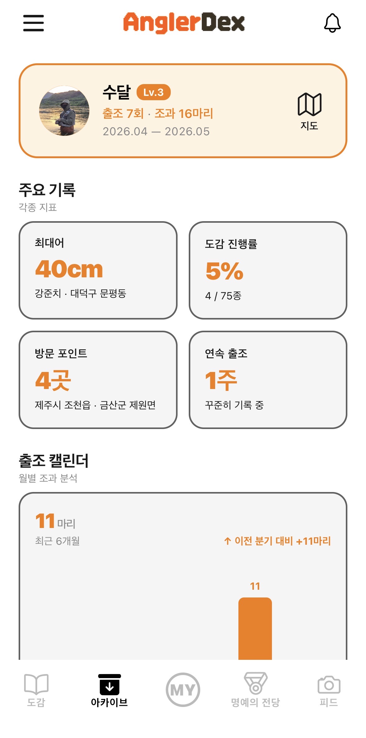 아카이브 화면